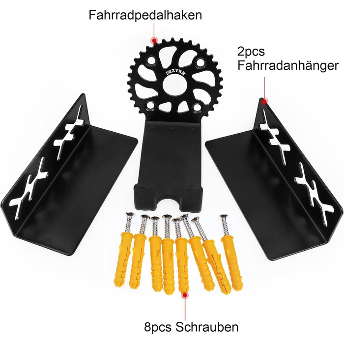 Настінне кріплення для велосипеда MZYRH, металеве, вантажопідйомність 60 кг, стіна кріплення для педального велосипеда для MTB та шосейного велосипеда ()