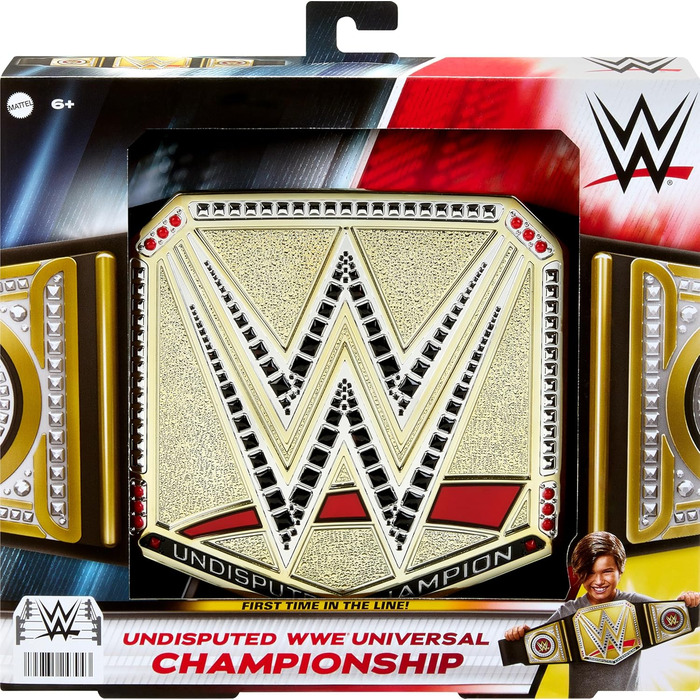 Пояс Mattel WWE Championship, рольова гра та костюм Беззаперечного чемпіонату WWE Universal Championship, приблизно 100 см завдовжки зі штучної шкіри з унікальною індивідуальною настройкою, HYJ35