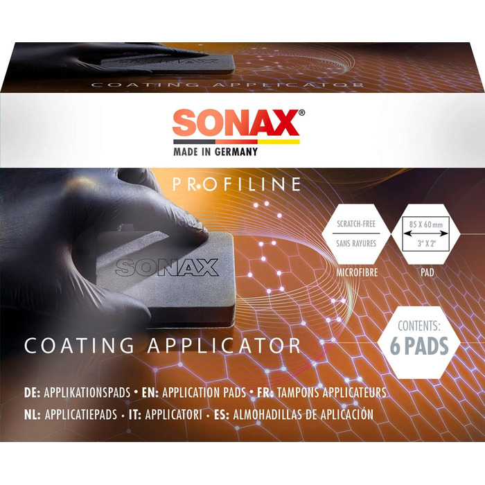 Аплікатор для покриття SONAX PROFILINE (6 шт. ) Накладки зі спеціальною флісовою поверхнею для нанесення всіх покриттів SONAX Стаття -Ні. 02377410