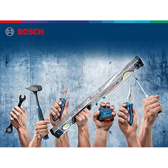 Рулетка Bosch Professional 8 м Autlock (управління однією рукою, затискач на ремені, магнітний гачок, 2 кнопки зупинки, нейлонова сталева стрічка 27 мм) 8 м