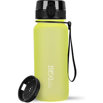 Пляшка для води 720DGREE 1л Sport 'uberBottle softTouch Sieb - Без BPA - Пляшка для води для універу, роботи, фітнесу, велосипеда, активного відпочинку, роботи - спортивна пляшка з тритану - легка, ударостійка, багаторазова (650 мл, лимонно-жовтий - жовти