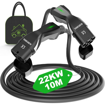 Сумісний із моделлю S/3/X/Y, e-Golf/e-UP/ID.3, i3/i8, EQC/EQS, 2 22KW Three Phase 10M Type 2 to Type 2 EV Charger 32A