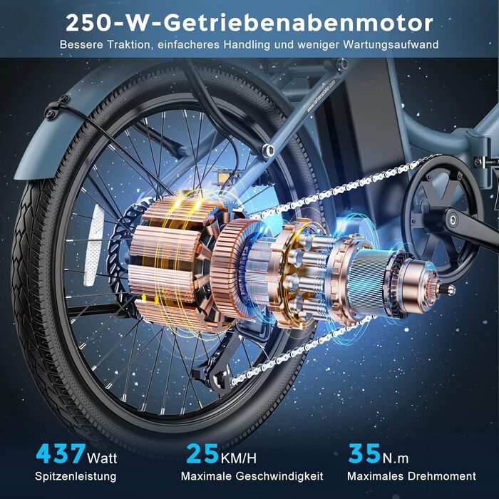 Електровелосипед складний 20-дюймовий, електричний велосипед 36V 16.75Ah, міський електровелосипед жіночий 250W 25 км/год, електровелосипед складний, дальність ходу до 65-130 км, електровелосипед чоловічий зелений, 20 Light