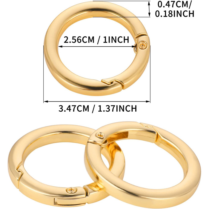 Круглий карабін, кільце карабін оснащення карабіна з цинкового сплаву карабін кліп 2 частини золото пружина кільце ущільнювач DIY аксесуари для брелоків ремесла рюкзаки гаманці і сумки тотализатор