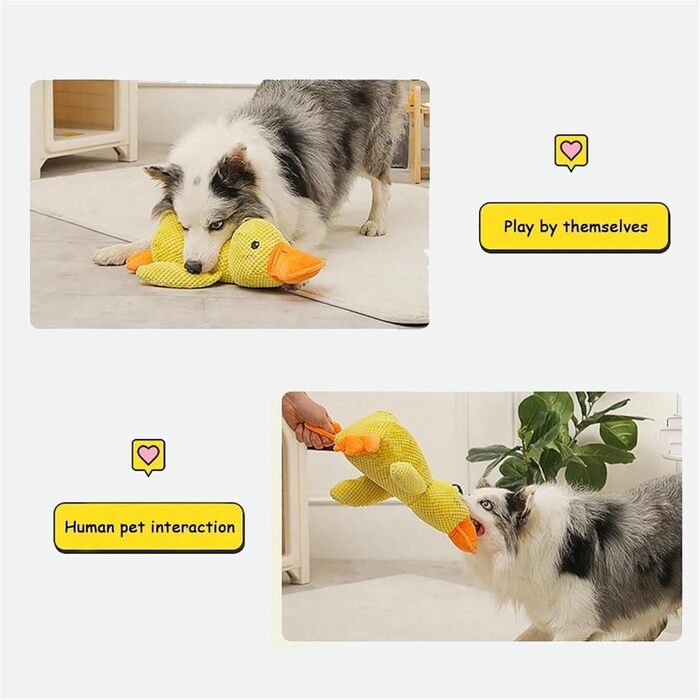 Антистрес Duck Dog, Антистрес Duck, Yellow Squeaky Toy Інтерактивна іграшка для собак, Плюшева жувальна іграшка для собак. Спокійний і врівноважений Антистрес Duck (Yellow, S)