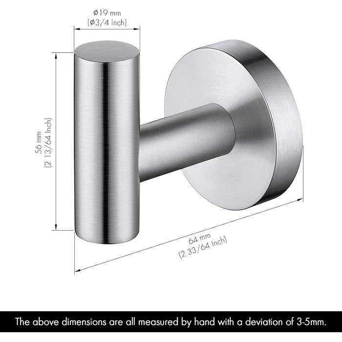 Гачок для рушників вішалка для рушників гачок для пальто гачок для пальто гачок з нержавіючої сталі SUS 304 настінні гачки для ванної та кухні гачки 2 шт. и шліфовані, A2164-2-P2 шліфована нержавіюча сталь