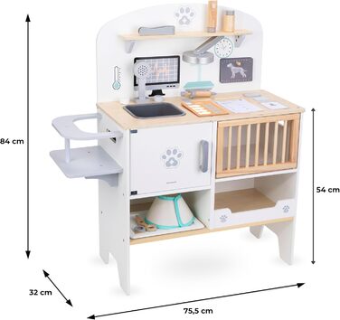 Мамабрум, лікарня для тварин - набір з дерева, ліки, рентген, медичне приладдя, картка лікаря, медичний нашийник, для дітей іграшкова лікарня для тварин