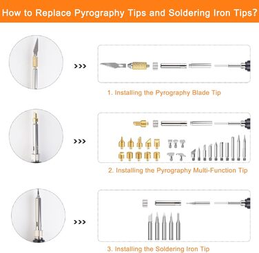 Набір для пірографії з паяльником 80 Вт, РК-дисплей та аксесуари для гравірування по дереву та шкірі