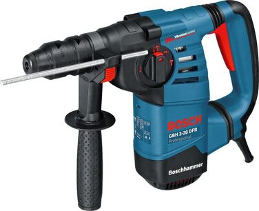 Перфоратор Bosch Professional GBH 3-28 DFR (в комплекті машинна серветка, швидкозатискний патрон 13 мм, змінний патрон SDS plus, додаткова ручка, мастило, кейс) Швидкозатискний патрон, змінний патрон SDS plus в кейсі