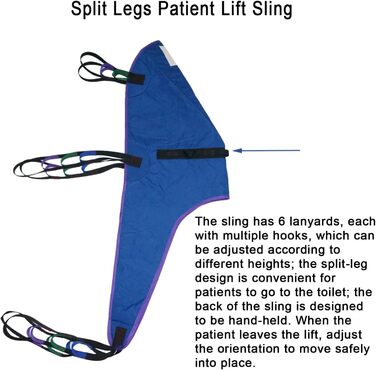 Слінг для унітазу, Підйомний ремінь для пацієнта для підйомника, Строп для розділених ніг, Підйомне обладнання для літніх людей, Багаторазовий важкий ремінь для перенесення для людей похилого віку з обмеженими можливостями
