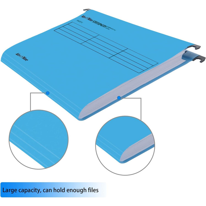 Підвісні папки MerryNine, A4, 5 шт. , поліпропілен, підвісні папки з райдерами та картками-вкладишами, для школи, дому, роботи, офісу, організації (5 кольорів) (1, синій)