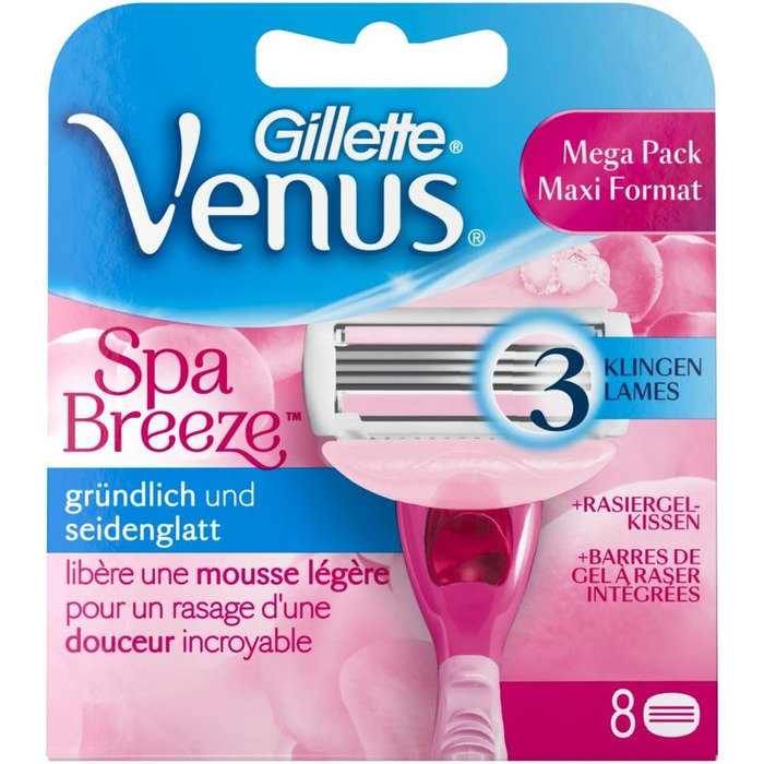 Зняті з виробництва леза для бритви Gillette для жінок Venus Breeze SPA 8 шт.