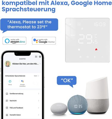 Розумний термостат WiFi для водяної теплої підлоги та газового котла, програмований кімнатний термостат із підтримкою Alexa, голосовим керуванням Google Home та дистанційним керуванням із додатком Smart Life (2,4 ГГц WiFi)