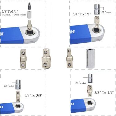 Подовжувальний ключ зі зміщенням, багатофункціональний подовжувач з універсальним квадратним адаптером 1/4 дюйма, 3/8 дюйма та 1/2 дюйма, найкращий подовжувальний ключ 2024 року