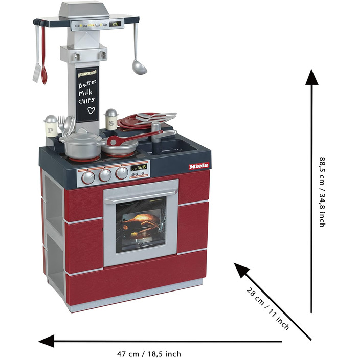 Дитяча ігрова кухня з духовкою, витяжкою, мийкою та безліччю аксесуарів Грається з обох боків Іграшки для дітей від 3 років Miele Compact Play Kitchen, 9044 Miele Compact Kitchen