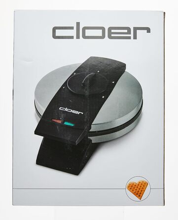 Вафельниця Cloer 1639SR, вафля у вигляді серця 15,5 см Ø, подвійне антипригарне покриття, стійка до цукру, 930 Вт, підвісний кошик, практична функція підставки, високоякісний корпус з нержавіючої сталі, нержавіюча сталь