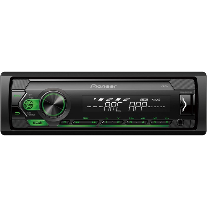 Приймач PIONEER 1-DIN з Bluetooth, червоним/білим підсвічуванням, роз'ємом USB/3,5 мм, Spotify, додатком Pioneer Smart Sync і сумісний з пристроями Apple і Android, червоний/чорний, MVH-S420BT (чорний, зелений, без Bluetooth, одинарний)