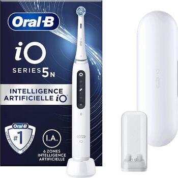 Електрична зубна щітка Oral-B iO 5N, біла, з Bluetooth, 1 щітка, 1 дорожній футляр