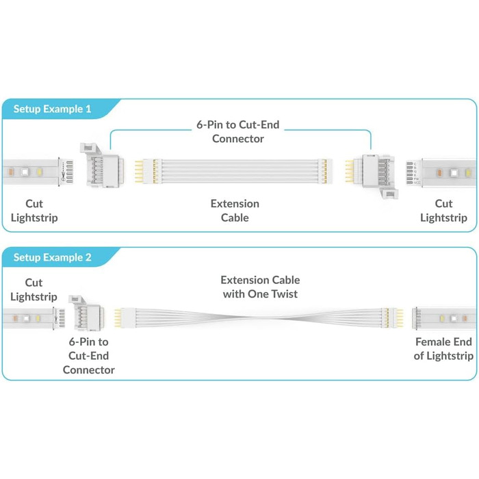 Контактний до укороченого кінцевого роз'єму для Philips Hue Lightstrip Plus (білий - MIKRO 6-контактний V4) (білий (стандартний 6-контактний) - V3, 4 шт.), 6-