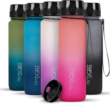 Пляшка для пиття 720DGREE 1л Sport 'uberBottle softTouch Sieb - Без BPA - Пляшка для води для універу, роботи, фітнесу, велосипеда, активного відпочинку, роботи - спортивна пляшка з тритану - легка, ударостійка, багаторазова (1000 мл, 34 фламінго рожевий 