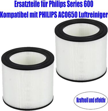 Змінний фільтр FY0611 для Philips Series 600 Фільтр HEPA FY0611/30, сумісний із очищувачем повітря PHILIPS AC0650 AC0650/10 2 шт.