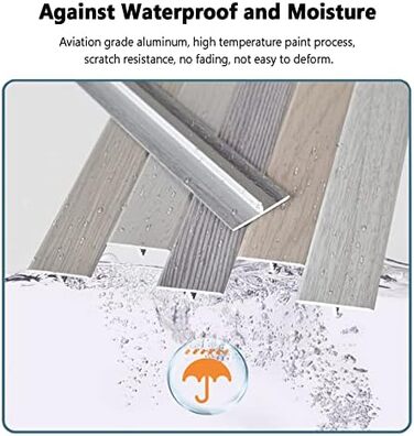 Перехідна смуга підлоги з дерева до плитки, Т-подібна крайова смуга з алюмінієвого сплаву, смуга кришки шва дверного зазору, 90 см (колір E, розмір ширина 2 см) E ширина 2 см/0,79 дюйма