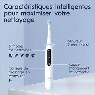 Електрична зубна щітка Oral-B iO 5N, біла, з Bluetooth, 1 щітка, 1 дорожній футляр