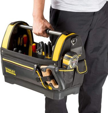 Тримач для інструментів Stanley FatMax (сумка для інструментів 48 см x 25 см x 33 см, нейлон 600 деньє, водонепроникна пластикова основа, ергономічна гумова ручка, рама сталева посилена, регульований плечовий ремінь) 1 Чорний