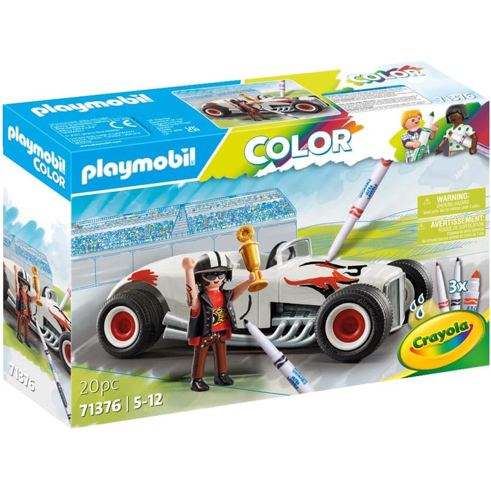 Гоночний автомобіль PLAYMOBIL Color 71376, творча розмальовка для любителів автомобілів, з водорозчинними ручками, губкою та численними аксесуарами, художня іграшка для дітей від 5 років і старше