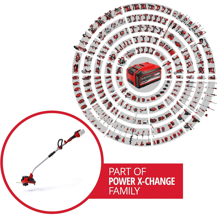 Акумуляторний тример для трави Einhell GE-CT 36/30 Li E - Solo Power X-Change (літій-іонний, 2x18 В, 9 000 об/хв, електр. Регулювання швидкості, котушка волосіні з автоматичним краном, Flowerguard, без акумулятора та зарядного пристрою) без акумулятора та