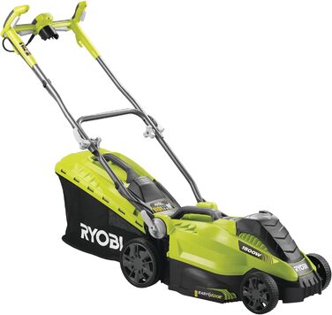 Електрична газонокосарка Ryobi RLM15E36H, потужність 1500 Вт, ширина зрізу 36 см, 5-ступінчасте центральне регулювання висоти зрізу, гребінець для газону EasyEdge, вкл. мульчуючий клин, мішок для трави 45 л, арт. 5133002345