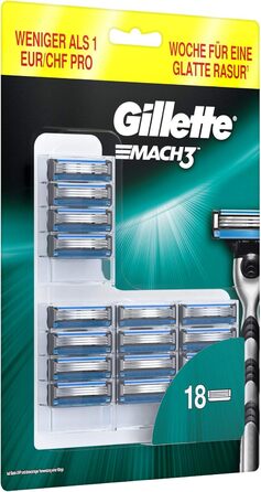 Леза для бритви Gillette Mach3 з посиленими смужками вологості, 18 змінних лез