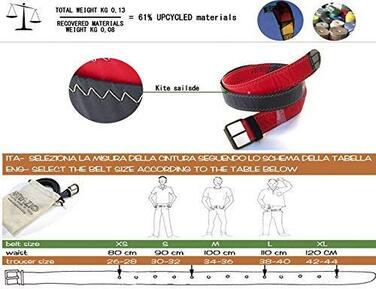 Пояс повітряного змія червоний унісекс - Ручна робота в Італії з переробленими вітрилами Кайтсерфінг