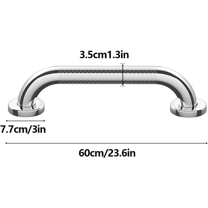 Поручні для душу для літніх людей, діаметр 12 дюймів - 1 дюйм, безпечні душові штанги з нержавіючої сталі 304, поручні для літніх людей з нержавіючої сталі (60 см/23,6 дюйма)
