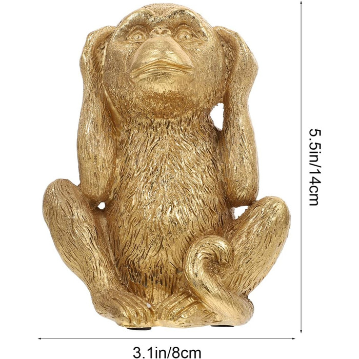 Мудра статуя мавпи Бачити Чути Говорити Нічого Злого Мавпа Фігурка Смола Мавпа Феншуй Мавпа Декор ТРИ істини про людину Скульптури для домашнього офісу Робочий стіл, 3