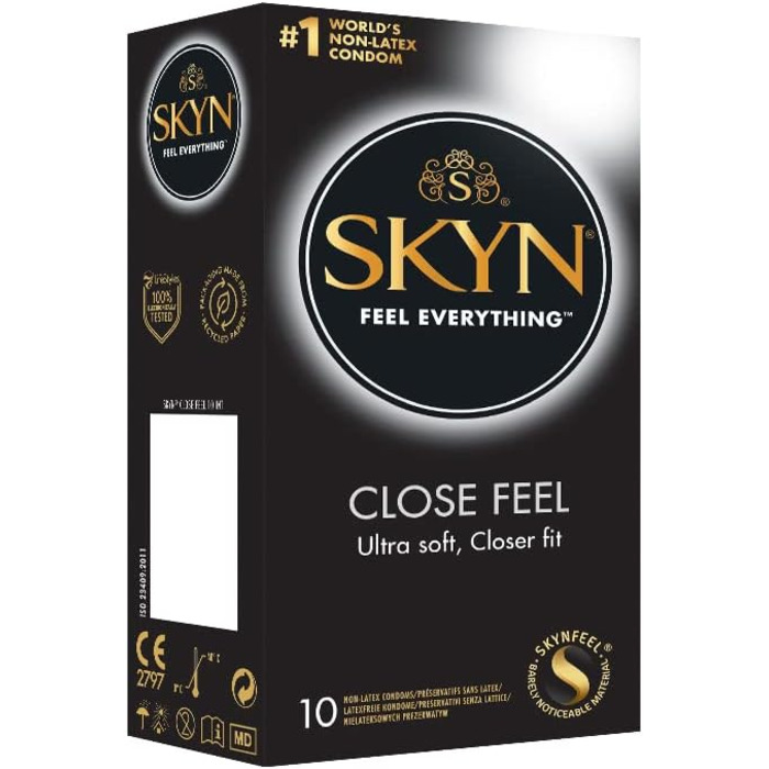 Презервативи SKYN Close Feel 40 шт. / Презервативи без латексу Skynfeel для чоловіків, Gossamer Feeling, маленька окружність, коробка для презервативів Extra Soft, чутливі, презервативи шириною 51 мм