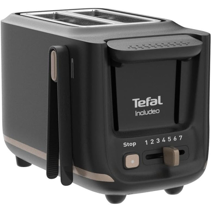 Тостер Tefal з 2 слотами, в т.ч. магнітні затискачі, великі елементи керування, 7 рівнів підсмажування, знімний ящик для крихт, функція висоти TT533811, чорний