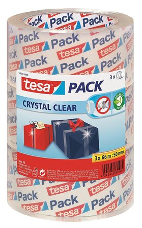 Пакувальна стрічка tesa Crystal Clear, кришталево чиста, 6 рулонів, 66 м x 50 мм