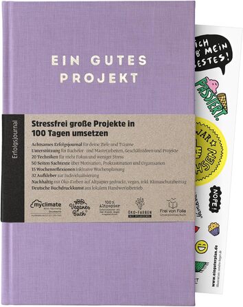 Хороший проект щоденник усвідомленого успіху на 100 днів Досягнення цілей без вигорання кліматично нейтральний, макулатура, веганський (Лаванда)