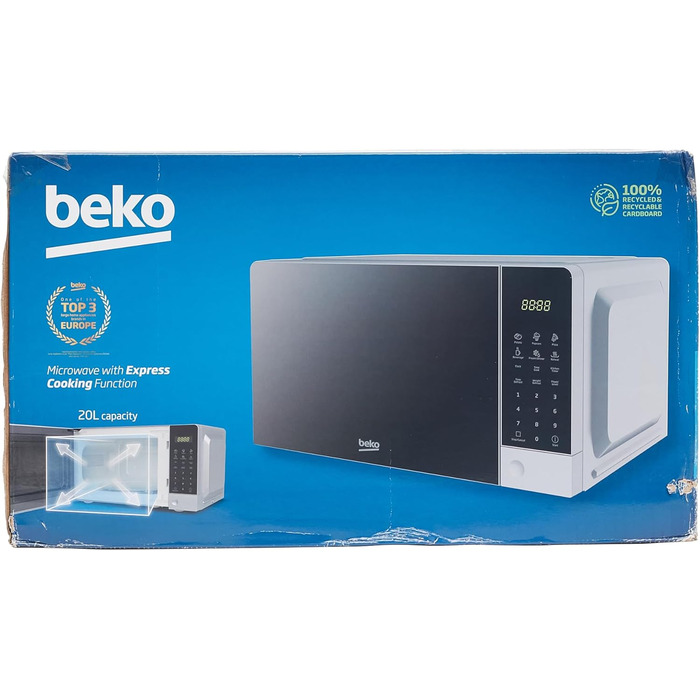 Мікрохвильова піч Beko Moc201103S, 20 л, цифрова, сріблястого кольору 45,2 x 32,5 x 26,2 см