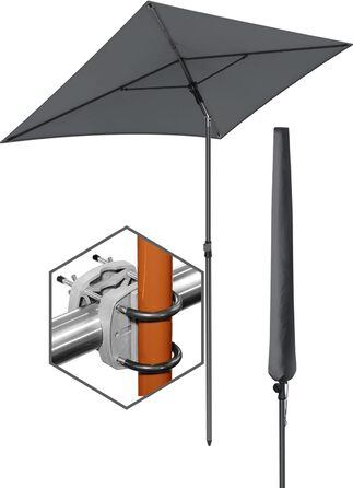 Парасолька 4smile Parasol Balcony SunnyShade Plus 200 x 125 см для захисту від ультрафіолету UV50 із захисним чохлом  антрацит