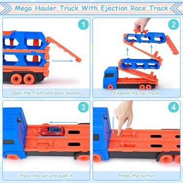 Транспортна Вантажівка Іграшкові Автомобілі з 12 міні-автомобілями Вантажівка Автомобільний Транспортер Вантажівка Іграшка Ежектор Гоночний Трек Автомобіль Портативний Автомобільний Транспортер Іграшка Автостоянка Автомобіль для дітей від 3 4 5 років, Син
