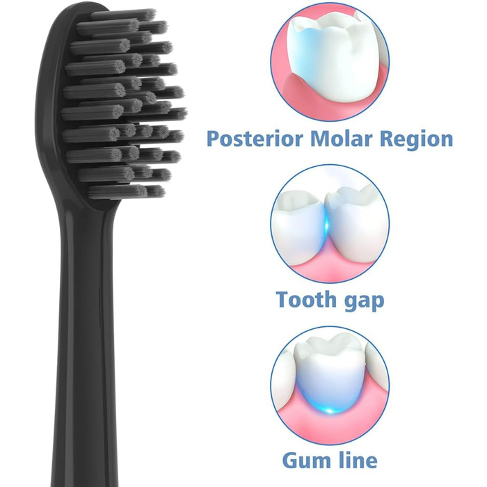 Змінні щітки SAVTMVAS 8 шт. підходять для змінних головок щітки Zahhold, щітки для насадок, що підходять для звукової зубної щітки Zahhold, змінна насадка для щітки, чорна 8 балк