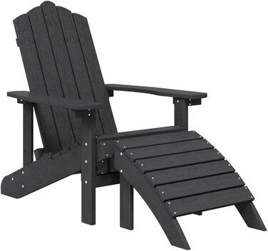 Садове крісло Adirondack з підставкою для ніг HDPE Anthracite