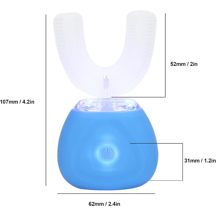 Електронна зубна щітка, водонепроникна U-подібна електрична ультразвукова зубна щітка Електронне чищення зубів для електричних зубних щіток для дорослих (синій)