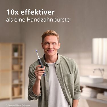 Електрична зубна щітка Philips Sonicare 6100, звукова зубна щітка з 2 режимами очищення та 3 рівнями інтенсивності, контролем тиску, EasyStart, SmarTimer і BrushPacer, дорожній футляр, темно-синій, модель HX7403/01