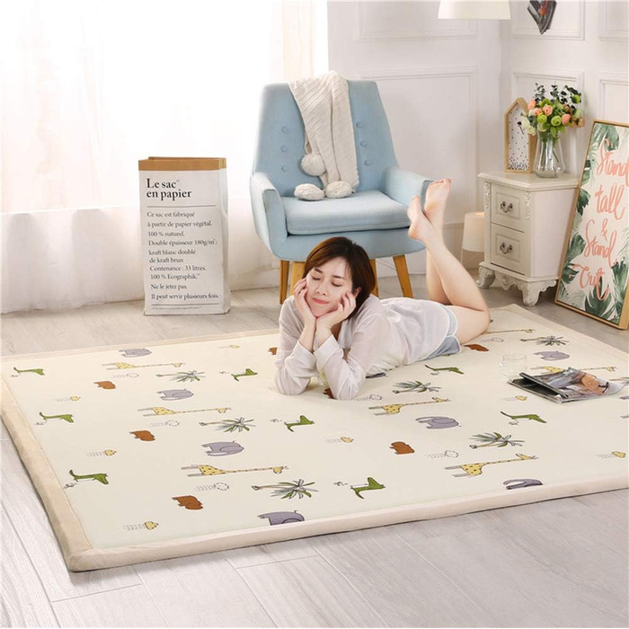 Килимок Loartee Velvet Mat Килимок, дитячий килимок Playmat великий, товщиною 3 см повзучий килимок, гімнастичний килимок, для немовляти, дитяча кімната, спальні зоопарк 130x190см (1 упаковка)