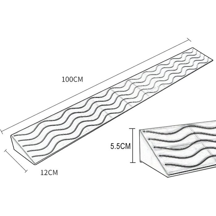 Пандус для інвалідного візка Пандус для інвалідного візка Дверний поріг 60 мм Бордюрний пандус Портативні легкі пластикові пандуси для тротуару, скутера, велосипеда, мотоцикла (Колір чорний , Розмір 100 * 12 * 5,5 см ) 100 * 12 * 5,5 см Чорний
