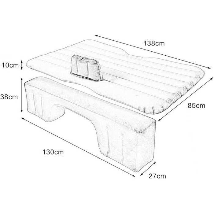 Автомобільний надувний матрац Sinbide Car SUV Надувний матрац Автомобільний матрац з насосом Надувне ліжко Портативне товстіше надувне ліжко Автомобільний матрац для подорожей Кемпінг на відкритому повітрі Сірий