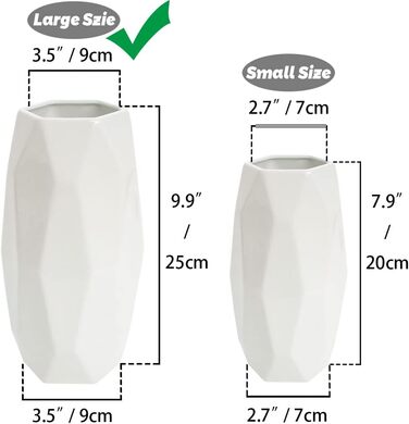 Геометрична ваза біла висотою 25 см, сучасні керамічні вази для квітів для прикраси столу в приміщенні, декоративні вази для трави пампаси висотою 25 см білі